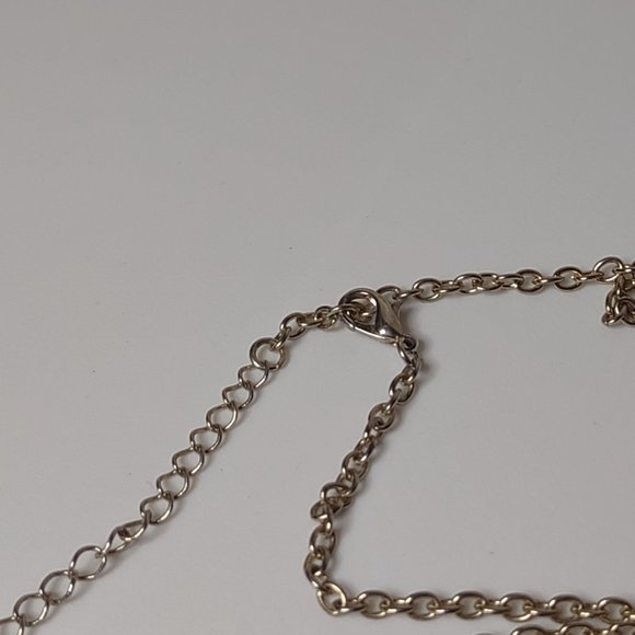 Off White, Blue, And Black Triangle Pendant Necklace Adjustable 23.5" To 25.5" - Picture 3 of 12